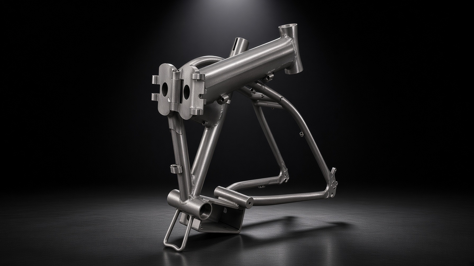 Puca 9.2 lb carbon steel folding chassis folded for storage and travel