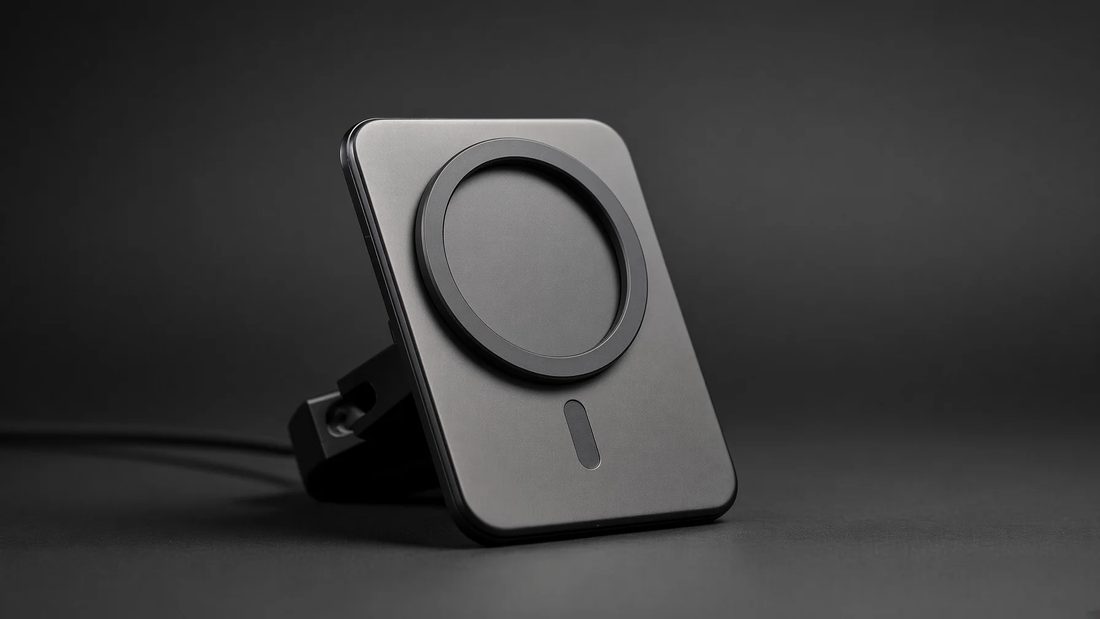 Aluminum magnetic phone holder for the SkeletKey dash — empty circular pad, no phone